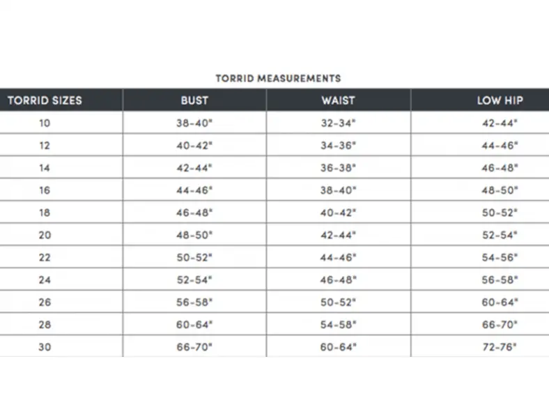 Torrid Size Chart – Everything You Need to Know